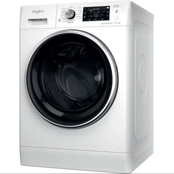 Прально-сушильна машина Whirlpool фронтальна, 11(7)кг, 1600, A, 60см, дисплей, пара, інвертор, білий (FFWDB1176258BCVUA) 375197 фото