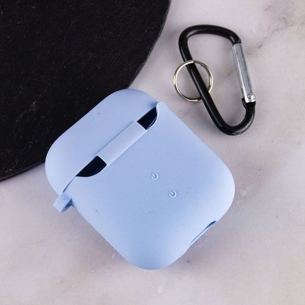 Силіконовий футляр з мікрофіброю для навушників Airpods 1/2 Блакитний / Lilac Blue 201993 фото
