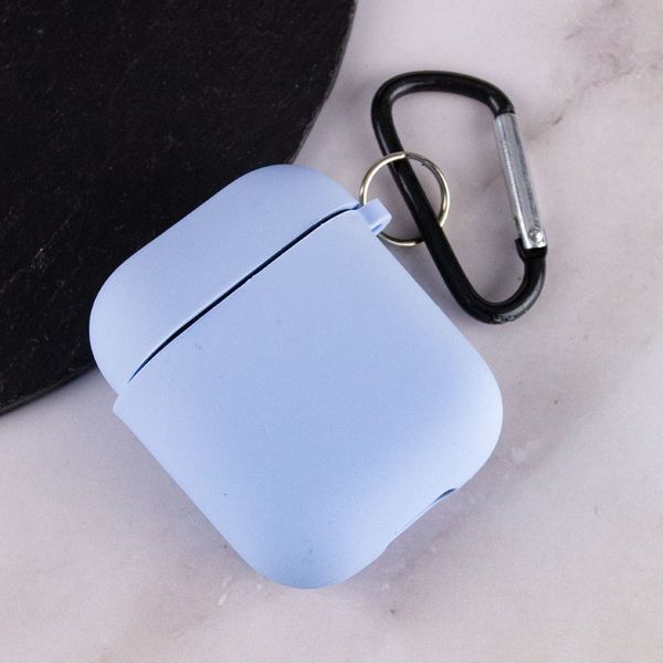 Силіконовий футляр з мікрофіброю для навушників Airpods 1/2 Блакитний / Lilac Blue 201993 фото