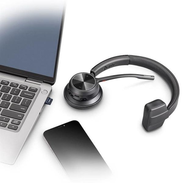 Гарнітура комп'ютерна моно On-ear Poly Voyager 4310-M з адаптером BT700, USB-A, Bluetooth, всеспрямований, Acoustic fence, сертифікат Microsoft Teams, 366978 фото