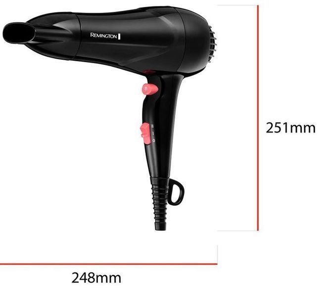 Фен Remington MyStylist, 1900Вт, 2 режими, іоніз-я, хол. обдув, чорний (D2000) 366665 фото