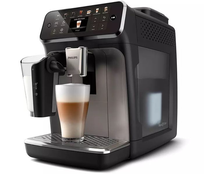 Кавомашина Philips Series 4400 LatteGo, 1.8л, зерно+мелена, автомат.капуч, дисплей, авторецептів -12, чорний (EP4449/70) 371885 фото