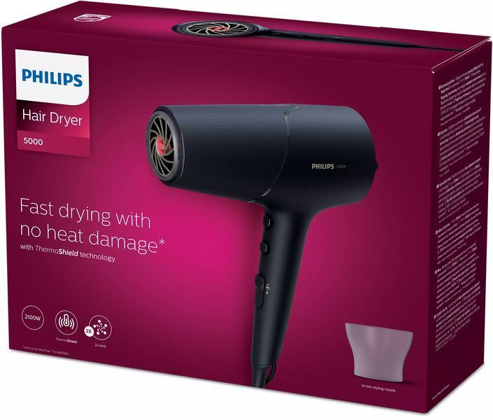 Фен Philips 5000 Series, 2100Вт, 3 режими, іонізація, хол. обдув, темно-сірий (BHD504/00) 363053 фото