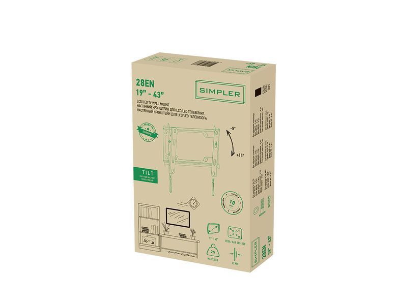 Кріплення ТВ з кутом нахилу Simpler 28EN 19-43" 363653 фото