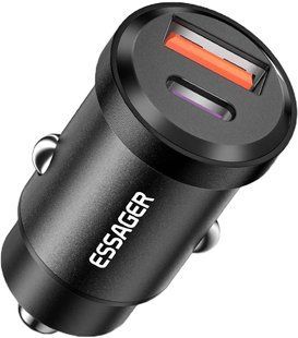 Автомобільний Зарядний пристрій Essager Gyroscope Mini 45W Car Charger USB-A + Type-C (ECCAC45-TL01-Z) Black 323676 фото