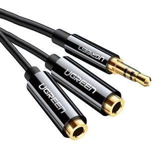 Кабель UGREEN AV123 3.5mm Stereo Audio Splitter Cable With Braid 20cm Black (10532) 278876 фото