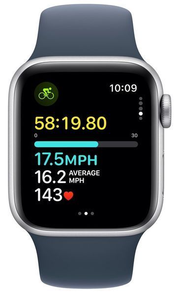 Смарт-годинник Apple Watch SE2 GPS + LTE 44mm Silver Aluminum Case With Storm Blue Sport Band M/L MRHH3 279741 фото