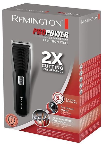 Машинка для стрижки Remington Pro Power Precision Steel, мережа+акум., роторний мотор, насадок-2, сталь, чорний (HC7110) 369690 фото