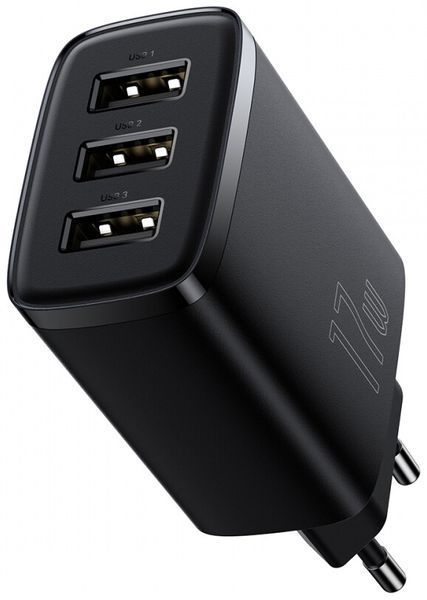 Зарядний Пристрій Baseus Compact 17W (3USB) (CCXJ020101) Black 256135 фото