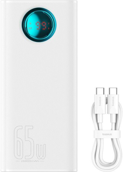 Портативна батарея Baseus 26800mAh 65W Amblight Digital Display (P10022402223-00) White 327256 фото