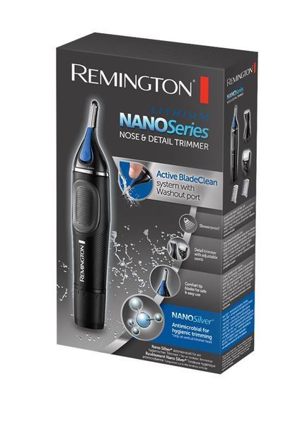 Тример Remington Nano Series Lithium, для носа та вух, ААx1, насадок-4, сталь, чорно-синій (NE3870) 363412 фото