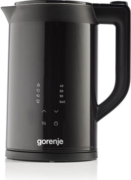 Електрочайник Gorenje 1.7л, подвійні стінки, LED дисплей, Strix контроль, чорний (K17DWDII) 371247 фото