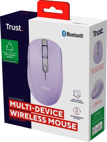Миша Trust Ozaa Compact Multi-Device, WL/BT, фіолетовий 392678 фото