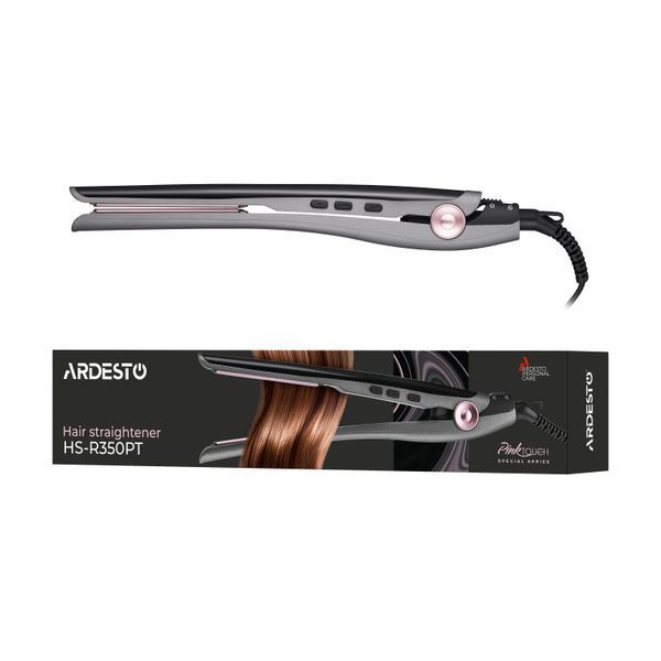 Випрямляч Ardesto Pink Touch, 32Вт, 110-200C, кераміка, сірий+рожевий (HS-R350PT) 370926 фото