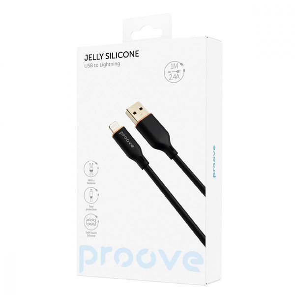 Кабель Proove Jelly Silicone USB to Lightning 2.4A (1m) (CCJS20001101) black 380520 фото