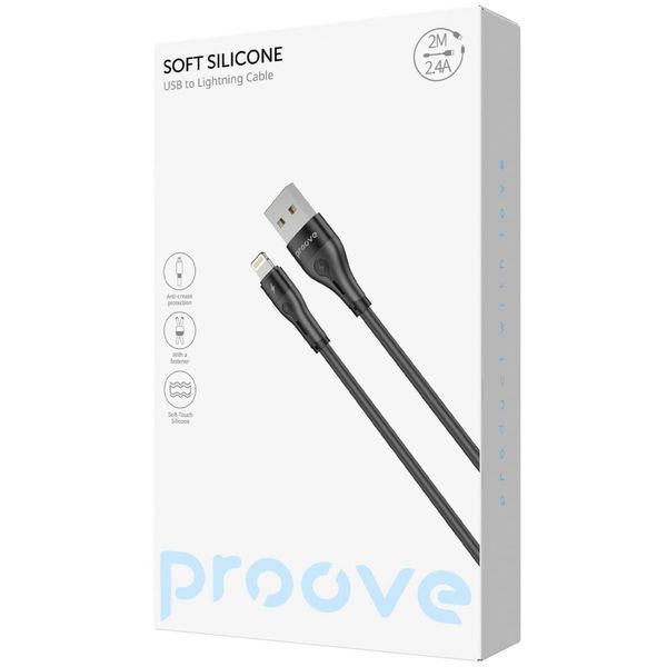 Кабель Proove Soft Silicone USB to Lightning 2.4A (2m) black (CCSO20001121) 388087 фото