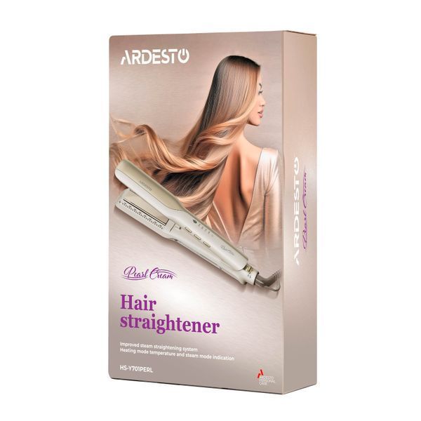 Випрямляч Ardesto Pearl Cream, 50Вт, 140-230C, кераміка, з функцією подачі пару, бежевий 389460 фото