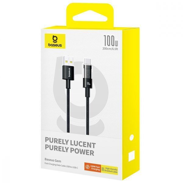 Кабель Baseus Gem Fast-Charging Data Cable Type-C 100W 2m (P10373002111-01) Black 326640 фото
