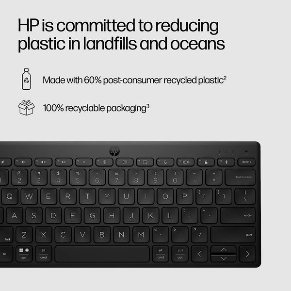Клавіатура мембранна HP 350 Compact Multi-Device, 78key, BT, EN/UK, чорний (692S8AA) 365285 фото