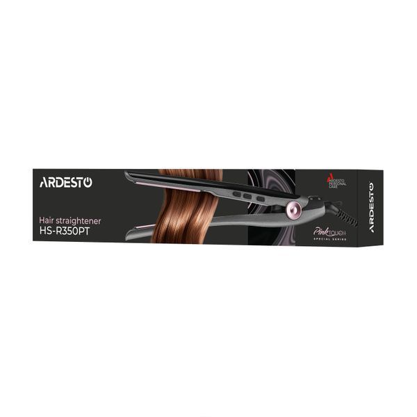Випрямляч Ardesto Pink Touch, 32Вт, 110-200C, кераміка, сірий+рожевий (HS-R350PT) 370926 фото