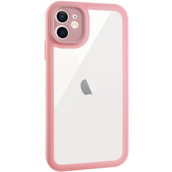 TPU чехол Transparent + Colour 1,5mm для Apple iPhone 12 (6.1") Pink 289346 фото