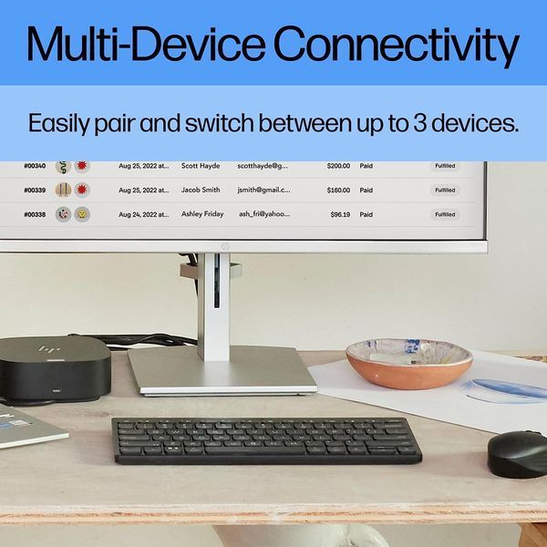Клавіатура мембранна HP 350 Compact Multi-Device, 78key, BT, EN/UK, чорний (692S8AA) 365285 фото