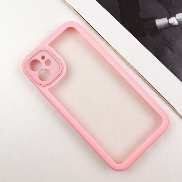TPU чехол Transparent + Colour 1,5mm для Apple iPhone 12 (6.1") Pink 289346 фото