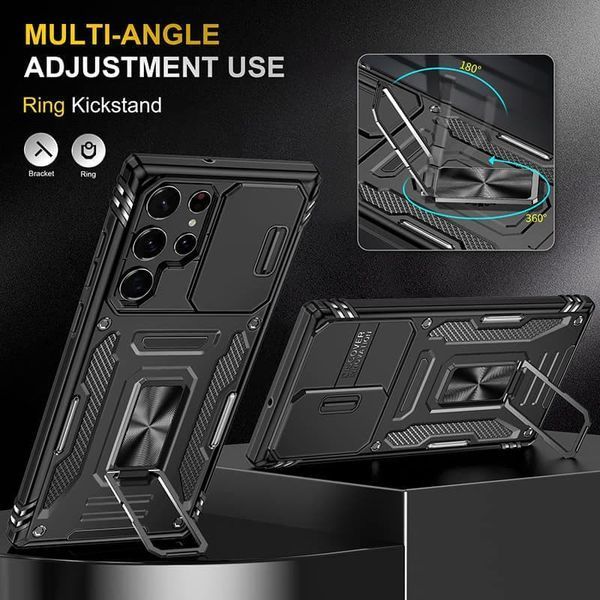Ударостійкий чохол Camshield Army Ring для Samsung Galaxy S25 Ultra Чорний / Black 345467 фото