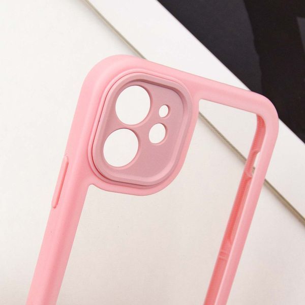 TPU чехол Transparent + Colour 1,5mm для Apple iPhone 12 (6.1") Pink 289346 фото
