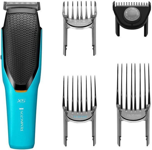 Машинка для стрижки Remington Power X Series X5, мережа+акум., роторний мотор, насадок-4, сталь, чорно-бірюзовий (HC5000) 370913 фото