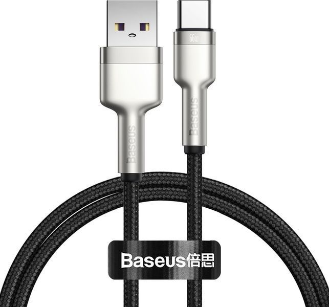 Кабель Baseus Cafule Metal Data Type-C 66W (1m) CAKF000101 Black 253541 фото