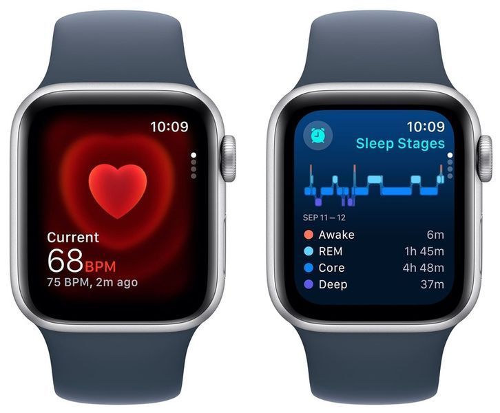Смарт-годинник Apple Watch SE2 GPS + LTE 44mm Silver Aluminum Case With Storm Blue Sport Band M/L MRHH3 279741 фото