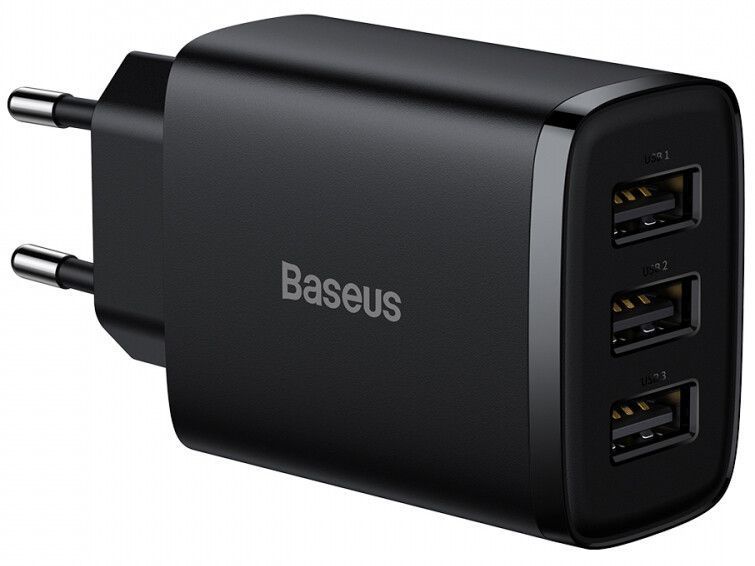 Зарядний Пристрій Baseus Compact 17W (3USB) (CCXJ020101) Black 256135 фото