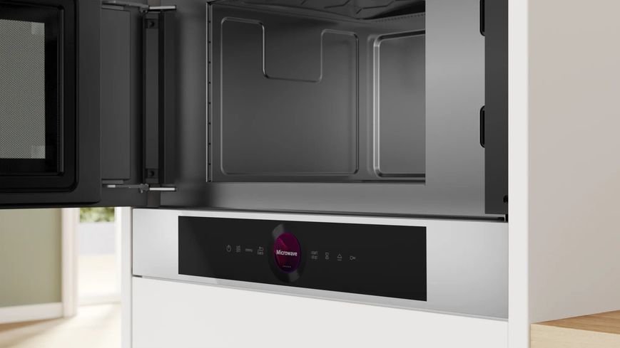 Мікрохвильова піч Bosch вбудована, 20л, електр. керув., 900Вт, дисплей, білий (BFL7221W1) 374120 фото
