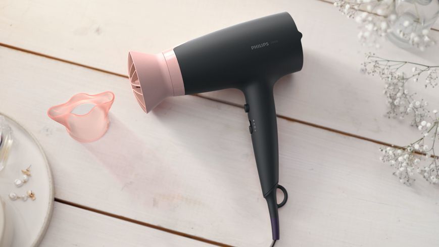 Фен Philips 3000 Series, 2100Вт, 3 режими, іонізація, хол. обдув, чорно-рожевий (BHD350/10) 367915 фото