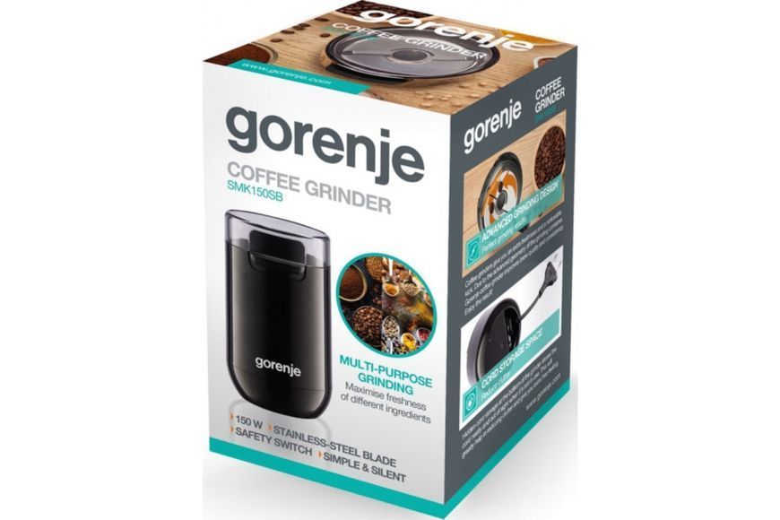 Кавомолка Gorenje роторна 150Вт, об'єм зерен-45г, пластик/метал, чорний (SMK150SB) 372578 фото