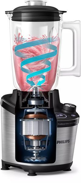Блендер PHILIPS стаціонарний 1500Вт, чаша-2000мл, скло, чорний (HR3760/00) 363221 фото
