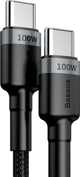 Кабель Baseus Cafule Type-C To Type-C (100W, 5A, 2m) CATKLF-ALG1 Black-Grey 265959 фото
