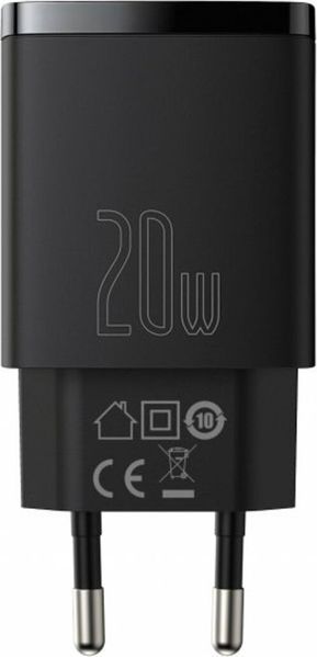 Зарядний Пристрій Baseus 1USB + Type-C Compact Quick Charger 20W (CCXJ-B01) Black 214779 фото