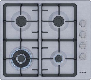 Варильна поверхня Bosch газова, 60см, чавун, WOK, нерж (PBH6C5K90R) 363435 фото