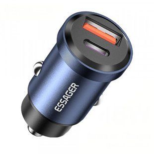 Автомобільний Зарядний пристрій Essager Gyroscope Mini 45W Car Charger USB-A + Type-C (ECCAC45-TL03-Z) Blue 323677 фото