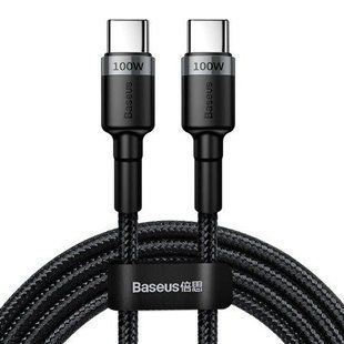 Кабель Baseus Cafule Type-C To Type-C (100W, 5A, 2m) CATKLF-ALG1 Black-Grey 265959 фото