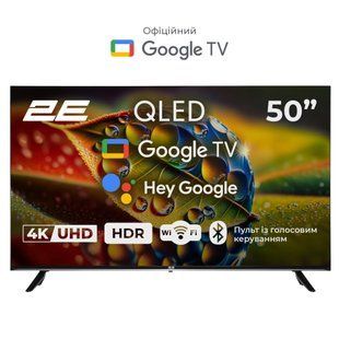 Телевізор 50" 2E QLED 4K 60Hz Smart Google TV Black (2E-50A77Q) 362638 фото
