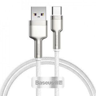 Кабель Baseus Cafule Metal Data Type-C 66W (1m) CAKF000102 White 253542 фото