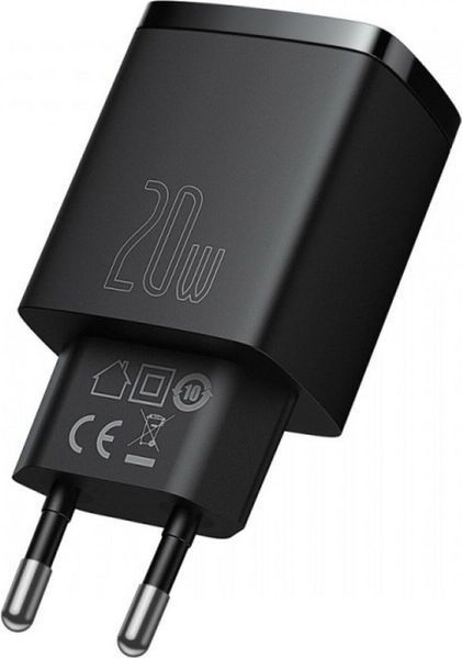 Зарядний Пристрій Baseus 1USB + Type-C Compact Quick Charger 20W (CCXJ-B01) Black 214779 фото