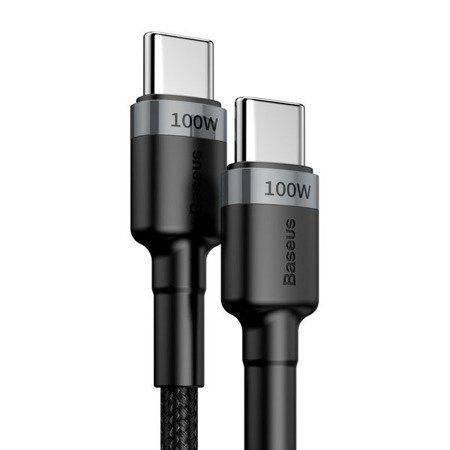 Кабель Baseus Cafule Type-C To Type-C (100W, 5A, 2m) CATKLF-ALG1 Black-Grey 265959 фото