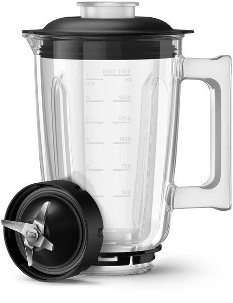 Блендер PHILIPS стаціонарний 1500Вт, чаша-2000мл, скло, чорний (HR3760/00) 363221 фото