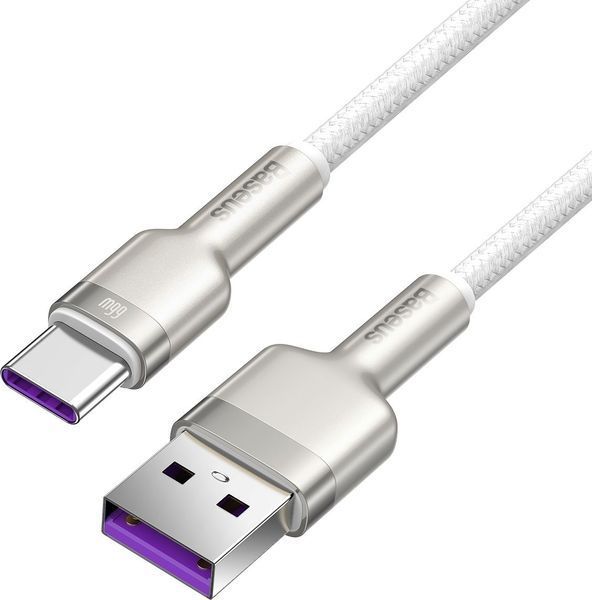 Кабель Baseus Cafule Metal Data Type-C 66W (1m) CAKF000102 White 253542 фото