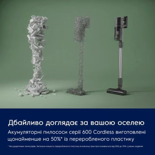 Пилосос Electrolux безпровідний, вологе прибирання, конт пил -0.5л, автон. робота до 50хв, вага-2.49кг, НЕРА12, 5 насадок, синій (EP61H21WET) 376055 фото