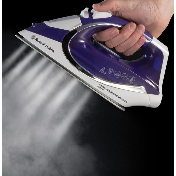 Праска Russell Hobbs безпровідна Supreme Steam Cordless, 2400Вт, 300мл, паровий удар -40гр, постійна пара - 135гр, база для заряджання, автовимкнення, 373369 фото